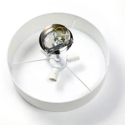 Lindby loftlampe Josia, hvid, stof, Ø 47 cm, E27
