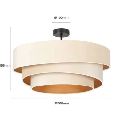 Lindby loftlampe Jusari, creme, tekstil, Ø 56 cm, E27