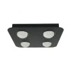 Lindby loftlampe Jyla, sort, 4.200 K, 4 lyskilder, linse