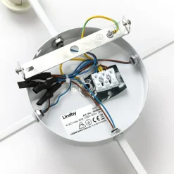 Lindby loftlampe Laurenz, 4 lyskilder, sort/guld, tekstil
