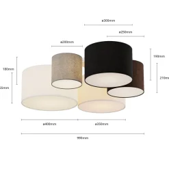 Lindby loftlampe Laurenz, 5 lyskilder, 93 cm, brun/beige, E27