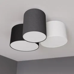 Lindby loftlampe Laurenz, 3 lyskilder, grå/brun, tekstil