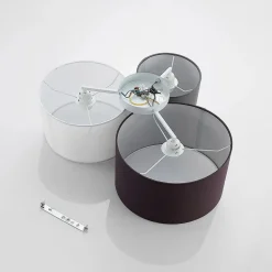 Lindby loftlampe Laurenz, 3 lyskilder, grå/brun, tekstil