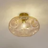 Lindby loftlampe Lelia, ravfarvet, glas, Ø 35 cm