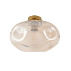 Lindby loftlampe Lelia, ravfarvet, glas, Ø 35 cm