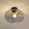 Lindby loftlampe Lelia, røggrå, glas, Ø 35 cm