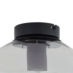 Lindby loftlampe Lelia, røggrå, glas, Ø 35 cm