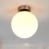 Lindby loftlampe Lennie, hvid, glas, Ø 20 cm, IP44, E27
