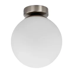 Lindby loftlampe Lennie, hvid, glas, Ø 20 cm, IP44, E27