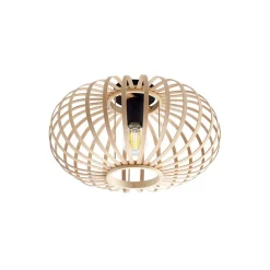Lindby Loftlampe Lielle, naturlig bambus, Ø 38 cm