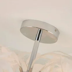 Lindby loftlampe Maple, Ø 70 cm, krom, hvid, tekstil
