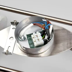Lindby loftlampe Marena, 6 lyskilder, glas, træ, 180 cm lang