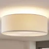Lindby loftlampe Mariat, hvid, hør, Ø 45 cm, E27