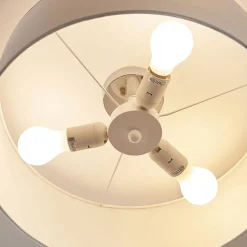 Lindby loftlampe Mariat, hvid, hør, Ø 45 cm, E27