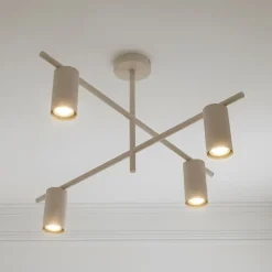 Lindby loftlampe Marilou, beige, 4 lyskilder, Ø 70 cm