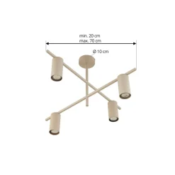 Lindby loftlampe Marilou, beige, 4 lyskilder, Ø 70 cm