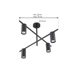 Lindby loftlampe Marilou, sandsort, 4 lyskilder, Ø 70 cm
