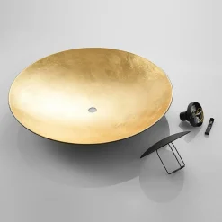 Lindby loftlampe Narisara, Ø 80 cm, E27, sort-guld