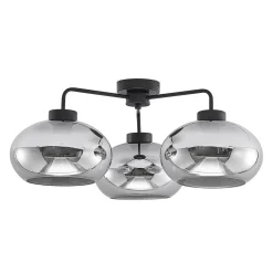 Lindby loftlampe Navidia, Ø 67 cm, sort, røgfarvet glas