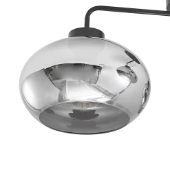 Lindby loftlampe Navidia, Ø 67 cm, sort, røgfarvet glas