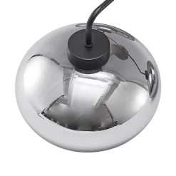 Lindby loftlampe Navidia, Ø 67 cm, sort, røgfarvet glas