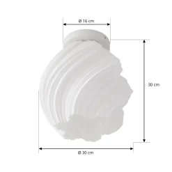 Lindby loftlampe Nuvia, højde 32 cm, hvid, 3D-print