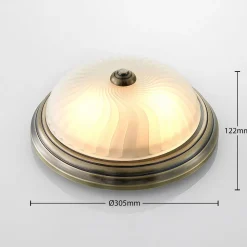 Lindby loftlampe Pakka, messingfarvet, glas, 31 cm, E27