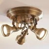 Lindby loftlampe Perseas, Ø 22cm, 3 lyskilder, antik messing, GU10
