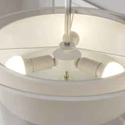 Lindby loftlampe Pikka, hvid, tekstil, Ø 50 cm, E27