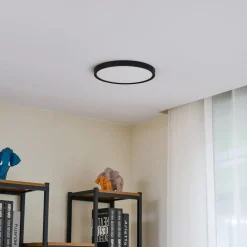 Lindby loftlampe Pravin, Ø 30 cm, CCT, sort