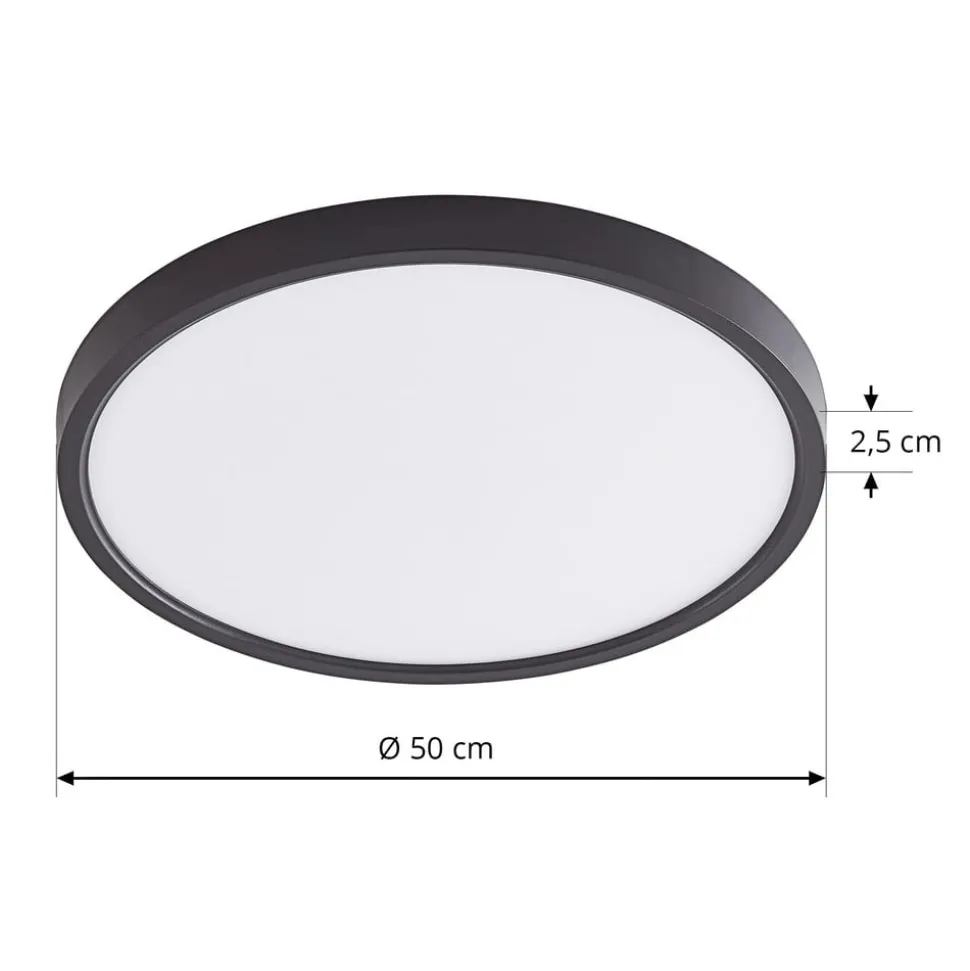 Lindby loftlampe Pravin, Ø 50 cm, CCT, sort