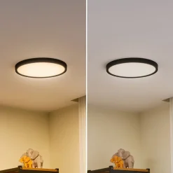 Lindby loftlampe Pravin, Ø 30 cm, dæmpbar, sort