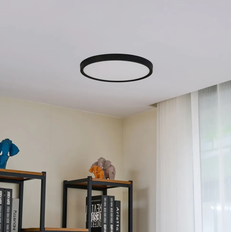 Lindby loftlampe Pravin, Ø 40 cm, 3.000 K, sort
