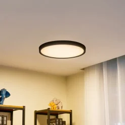Lindby loftlampe Pravin, Ø 50 cm, 3.000 K, sort