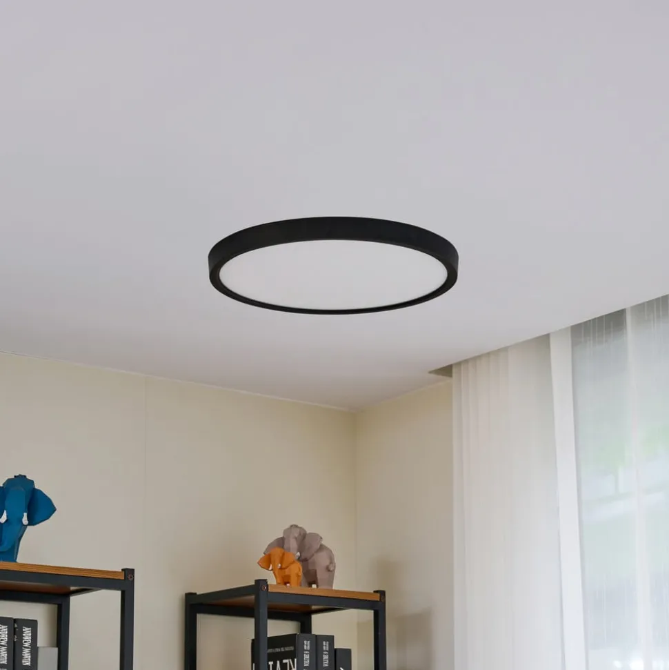 Lindby loftlampe Pravin, Ø 50 cm, 3.000 K, sort