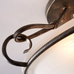 Lindby loftlampe Rando, sølv antik, glas, Ø 50 cm, E27