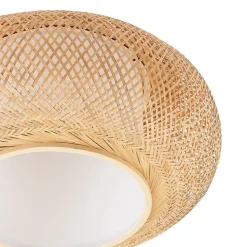 Lindby loftlampe Romaine, bambus, natur/hvid, Ø 50 cm