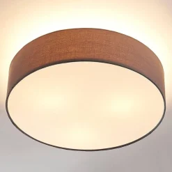 Lindby loftlampe Sebatin, Ø 50 cm, grå, stof, E27