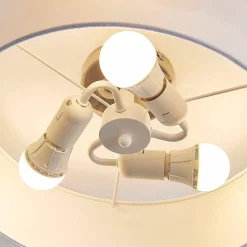 Lindby loftlampe Sebatin, Ø 40 cm, hvid, stof, E27