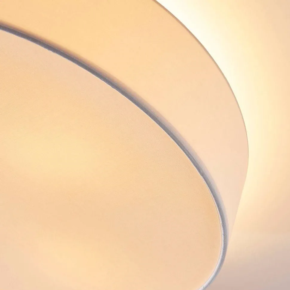 Lindby loftlampe Sebatin, Ø 50 cm, hvid, stof, E27