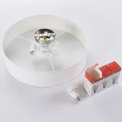 Lindby loftlampe Sebatin, Ø 50 cm, hvid, stof, E27