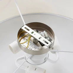 Lindby loftlampe Sebatin, Ø 50 cm, hvid, stof, E27