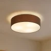 Lindby loftlampe Sebatin, Ø 50 cm, lysebrun, stof, E27