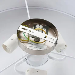 Lindby loftlampe Sebatin, Ø 50 cm, lysebrun, stof, E27