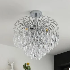 Lindby loftlampe Silino, grå, metal, Ø 40cm, E14