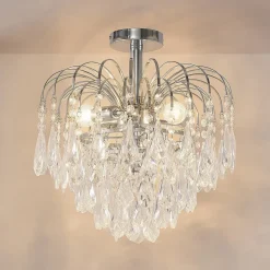 Lindby loftlampe Silino, grå, metal, Ø 40cm, E14