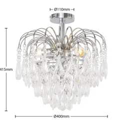 Lindby loftlampe Silino, grå, metal, Ø 40cm, E14