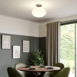 Lindby loftlampe Sonika, Ø 40 cm, nikkelfarvet, glas, E27