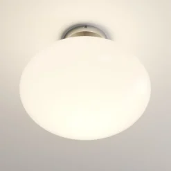 Lindby loftlampe Sonika, Ø 40 cm, nikkelfarvet, glas, E27