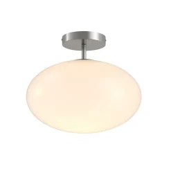 Lindby loftlampe Sonika, Ø 40 cm, nikkelfarvet, glas, E27
